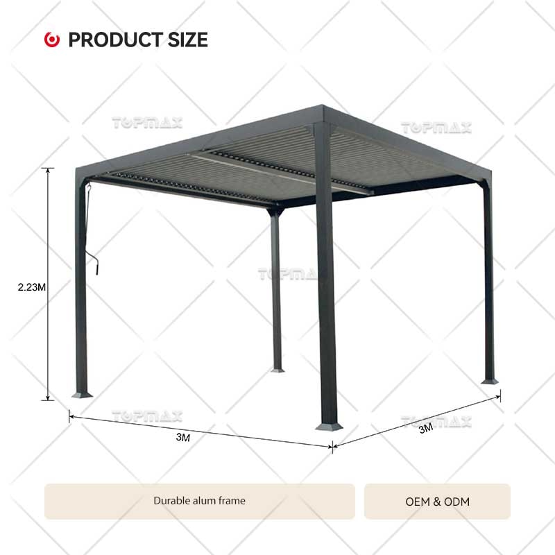 Durable Aluminum Frame Metal Gazebo Adjustable Roof Gazebo 60348B