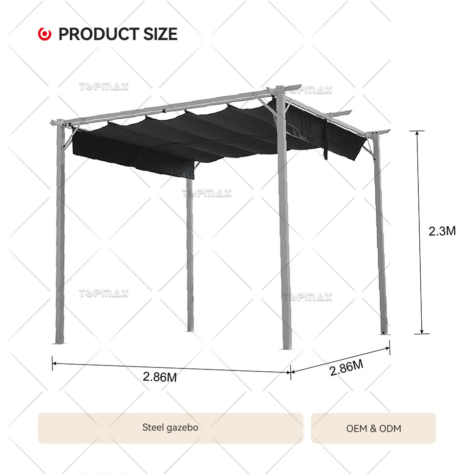 Steel Gazebo Adjustable Canopy Waterproof Outdoor 60350ST5-2