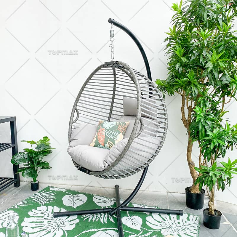 Foldable Hanging Patio Chair Garden Steel Comfortable Seat Cushion 52669