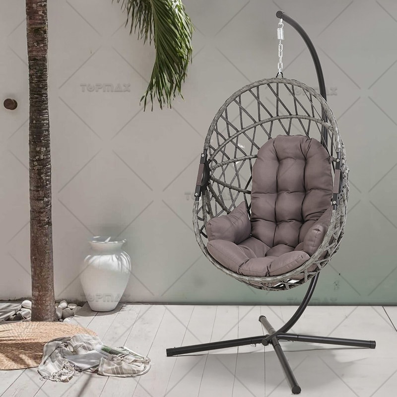 Outdoor Hanging Egg Chair Foldable Steel Easy Assembly 52648C