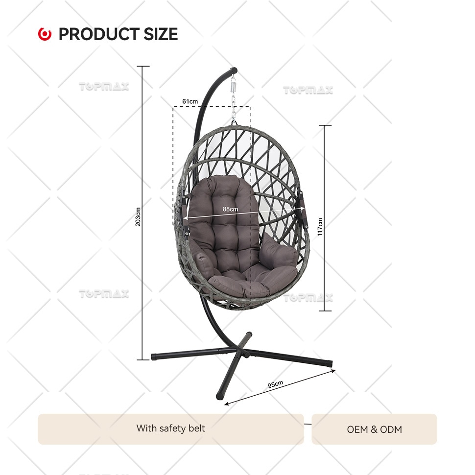 Outdoor Hanging Egg Chair Foldable Steel Easy Assembly 52648C