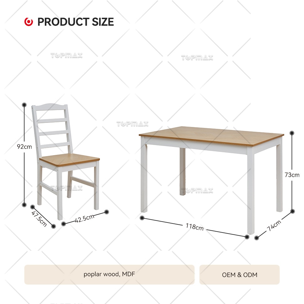 Countryside Style Small Dining Table Set Poplar Wood SD11191