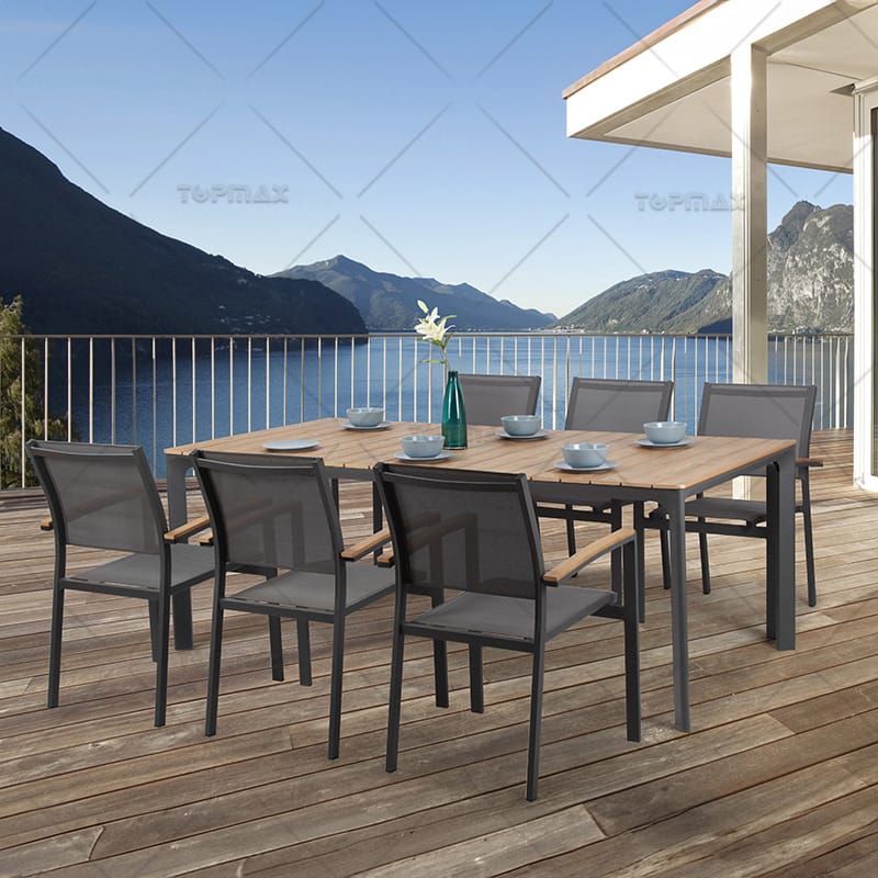 Garden Dining Table Aluminum Polywood Slat Table Top 44719T