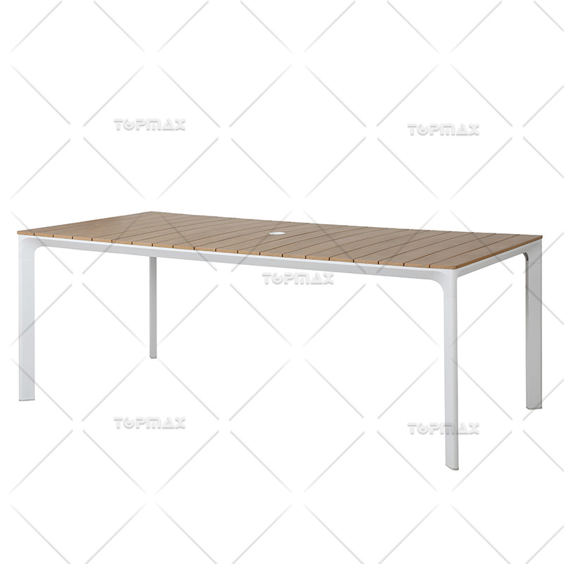 Garden Dining Table Aluminum Polywood Slat Table Top 44719T