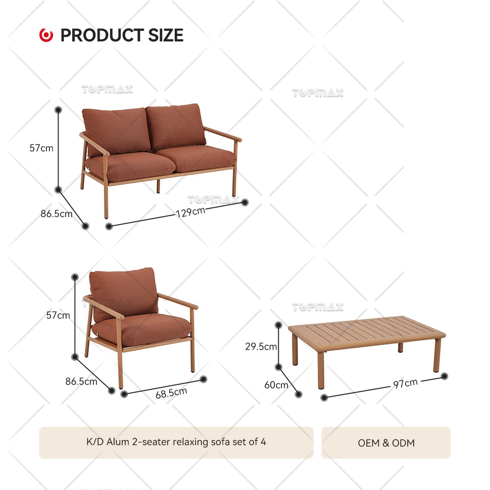 Aluminum Patio Sofa Set relaxing Powder Coated 40667TB-SET4