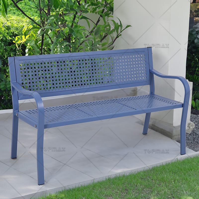 Park Metal Bench Steel Stamped Woven Pattern 21211ST-PW