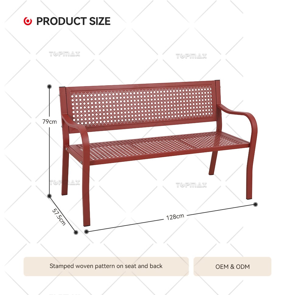 Park Metal Bench Steel Stamped Woven Pattern 21211ST-PW