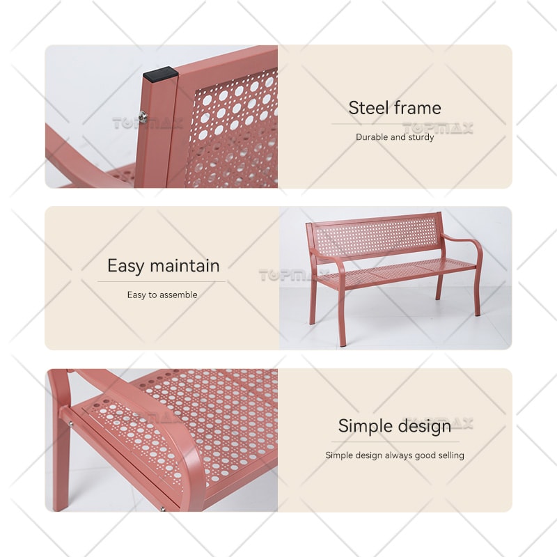 Park Metal Bench Steel Stamped Woven Pattern 21211ST-PW