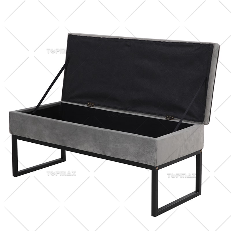 Living Room Ottoman Metal Frame Velvet Storage 72414-W110