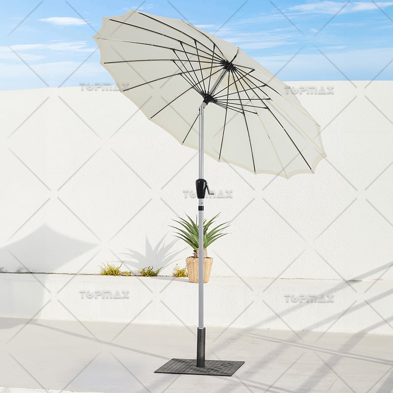 Aluminum Patio Parasol 360 Rotating Fiber Glass Ribs 60427D3