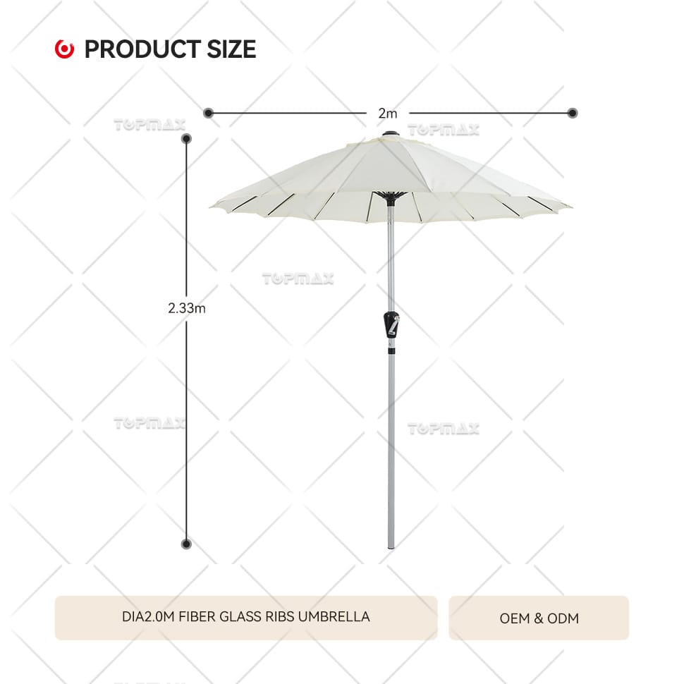 Aluminum Patio Parasol 360 Rotating Fiber Glass Ribs 60427D3