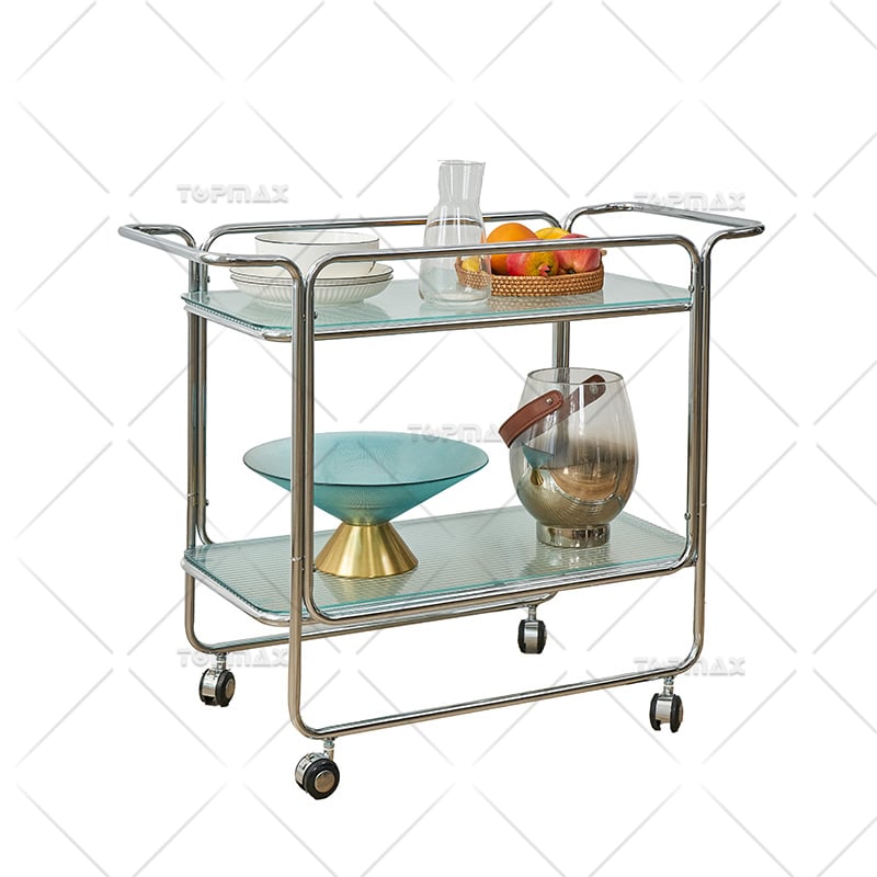 Glass Kitchen Trolley Steel Bracket Corner Design 89430