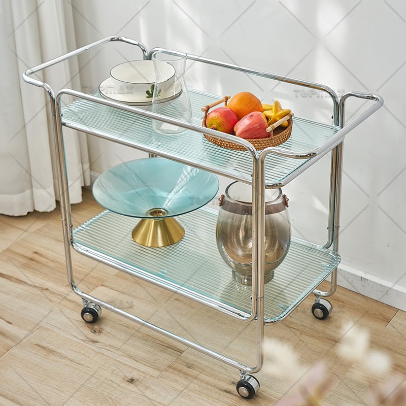 Glass Kitchen Trolley Steel Bracket Corner Design 89430