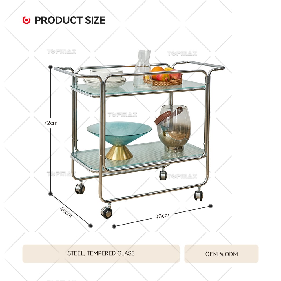 Glass Kitchen Trolley Steel Bracket Corner Design 89430