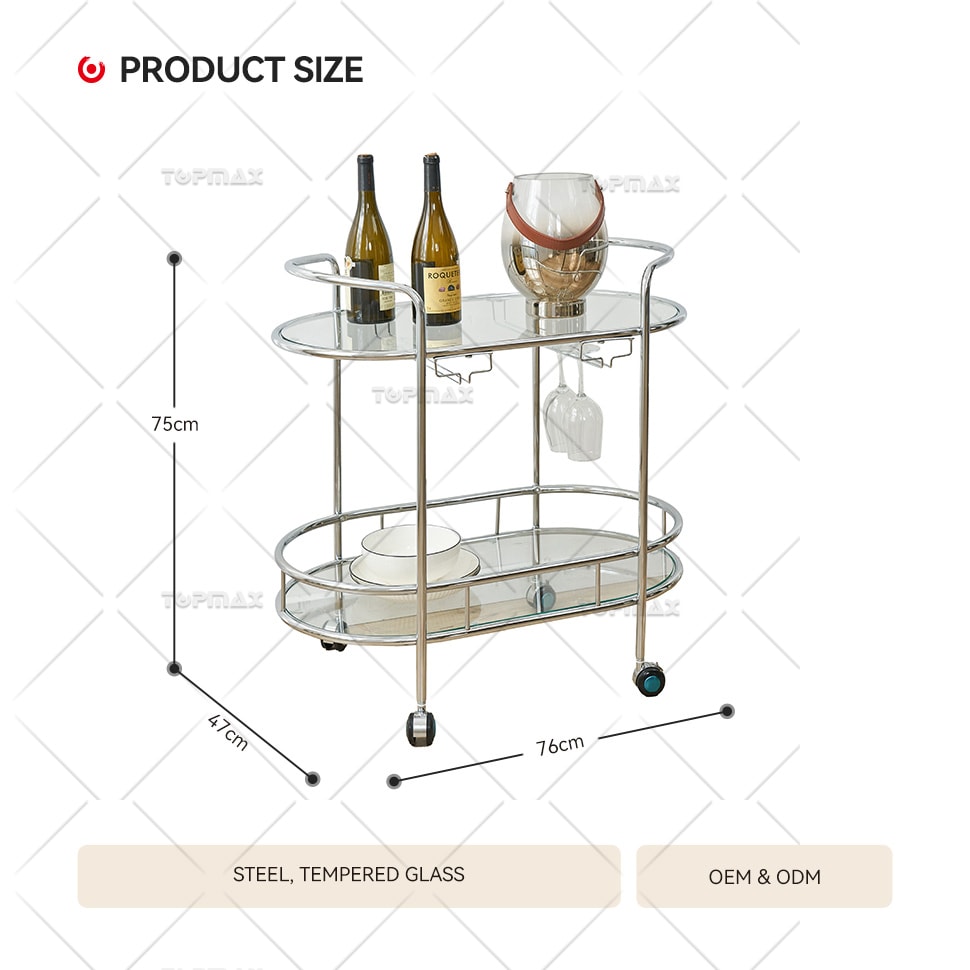 Durable Kitchen Trolley Cart Minimalist 2 Brakes 89430C