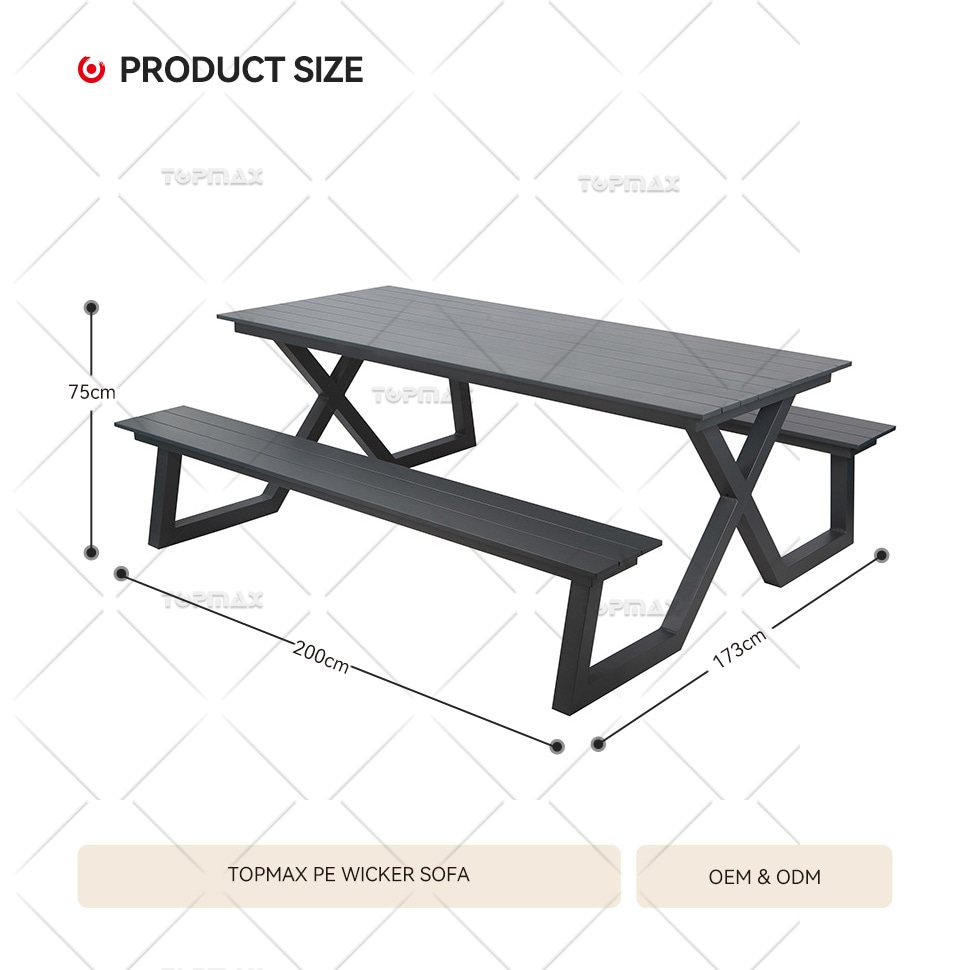 Aluminum Outdoor Table And Chairs Set Poly Wood Slat Top 44688-SET-3