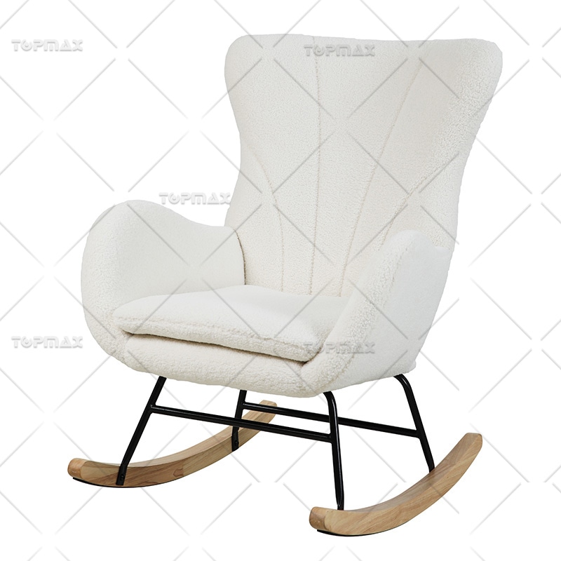 Living Spaces Rocking Chair Rubber Wood Boucle Foam 25071T-Y