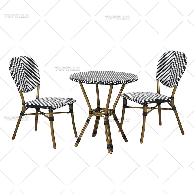 Outdoor Garden Table Rattan Alum Tempered Glass Top 40910T4-DIA70