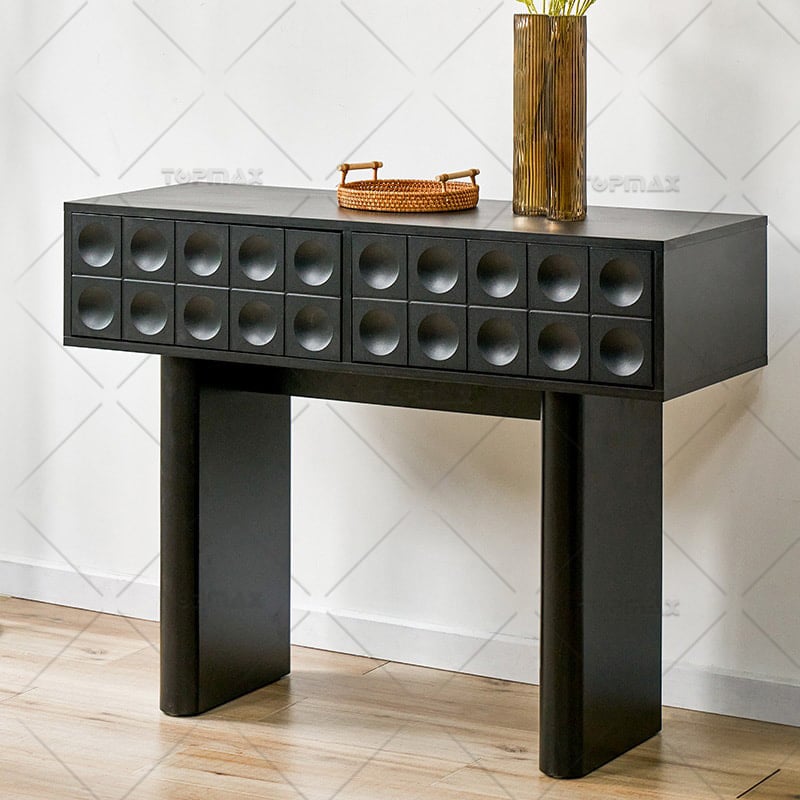 Wooden Black Console Desk PVC with 2 Drawers 27841-D40