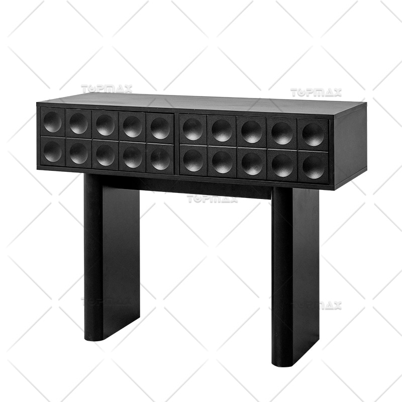 Wooden Black Console Desk PVC with 2 Drawers 27841-D40