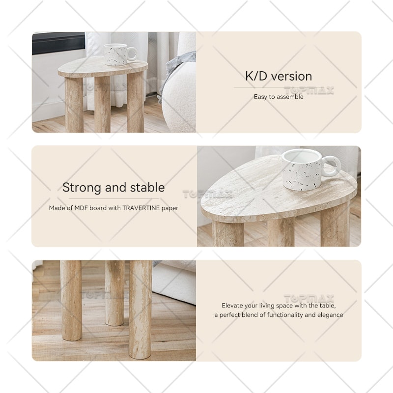 Little Side Tables MDF Board Travertine Paper Stable 62299A-TP