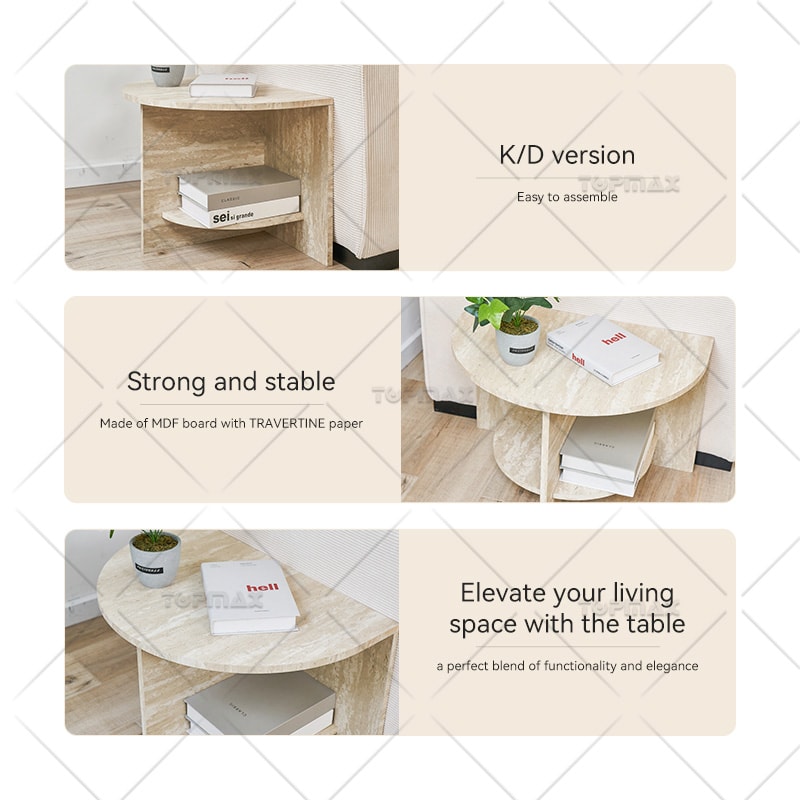 Nordic Side Table KD MDF Board Living Room Elegance 62299B-TP