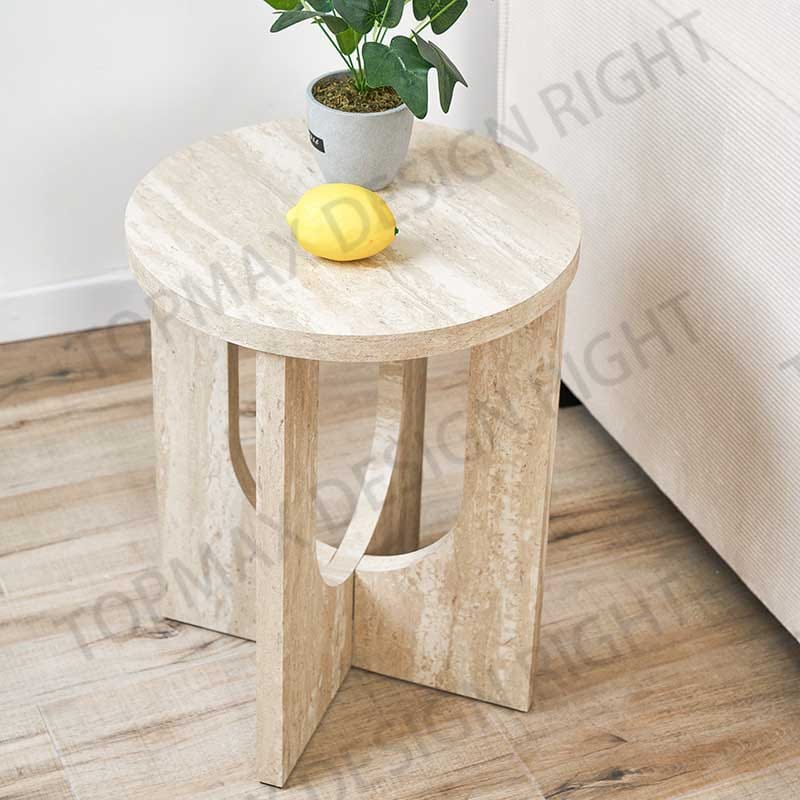 Natural Side Table MDF Travertine Paper Hidden Hardware 62284TP