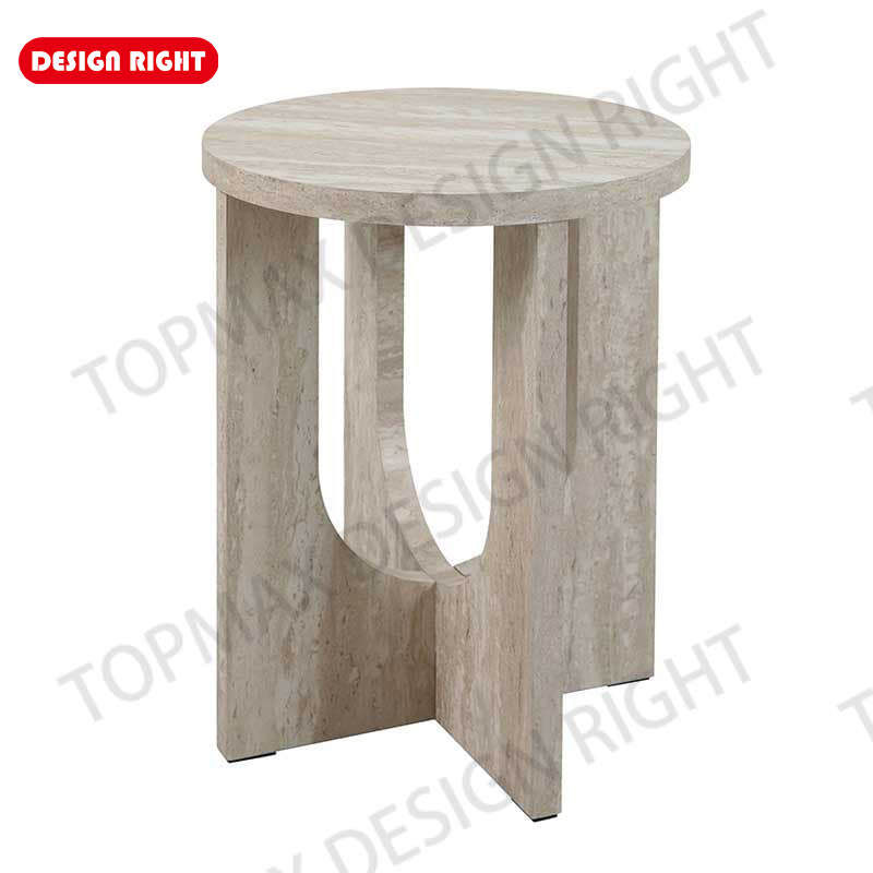 Natural Side Table MDF Travertine Paper Hidden Hardware 62284TP