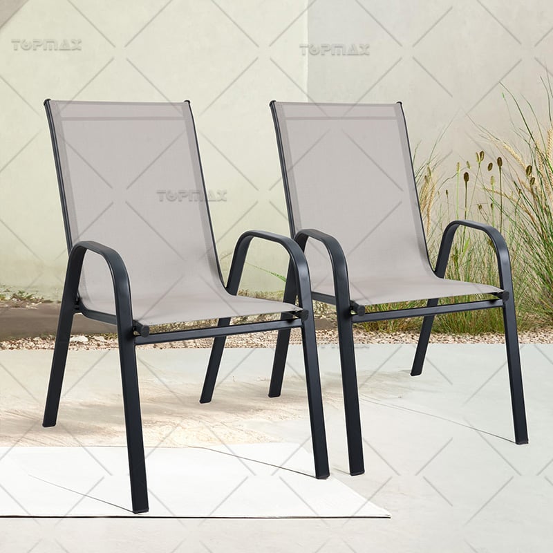 Steel Stackable Sling Patio Chairs Comfort Seat Zinc Plated Easy Assembly 24298H