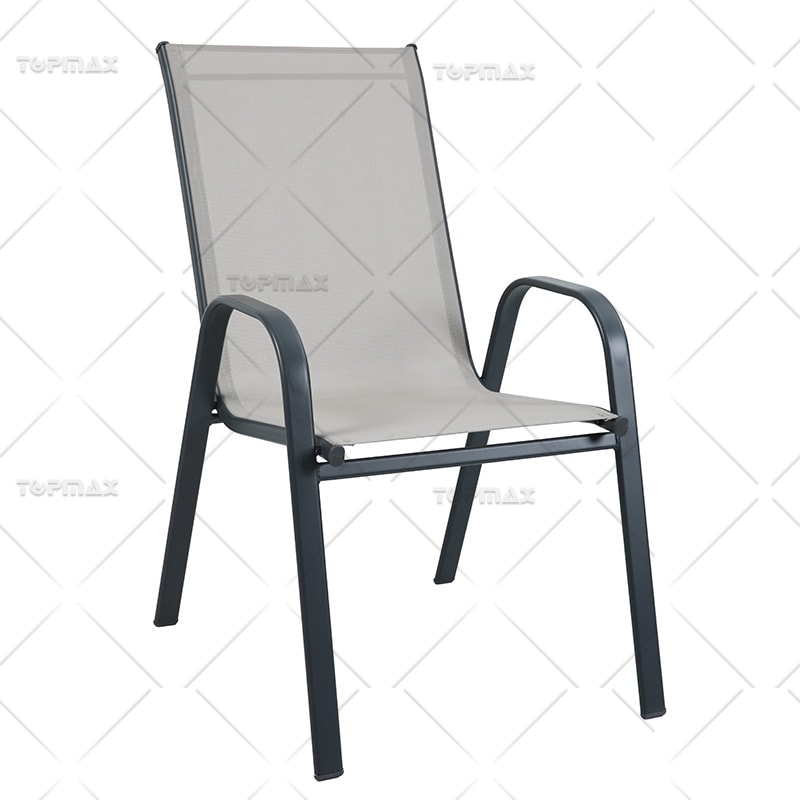 Steel Stackable Sling Patio Chairs Comfort Seat Zinc Plated Easy Assembly 24298H