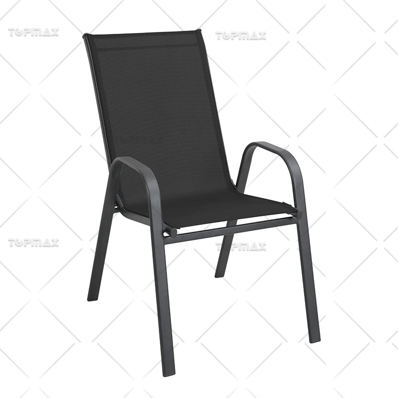 Steel Stackable Sling Patio Chairs Comfort Seat Zinc Plated Easy Assembly 24298H