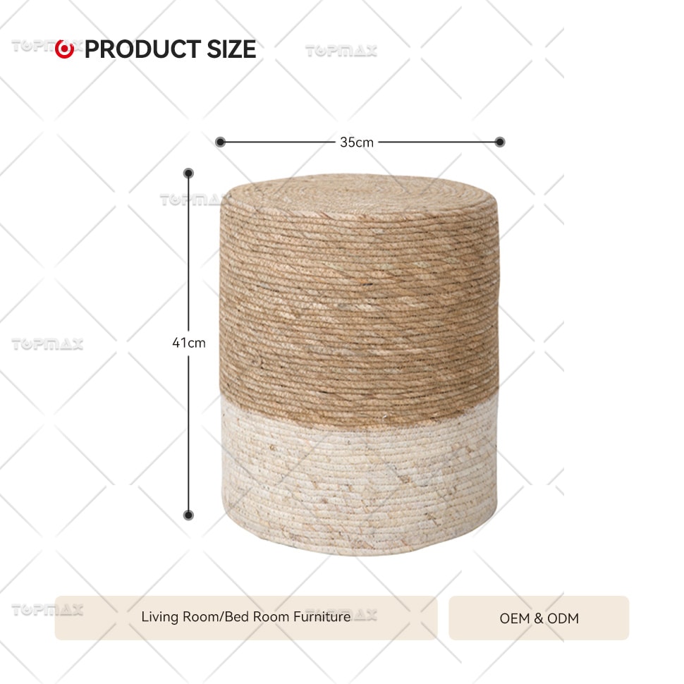 Natural Grass Round Ottoman​ Handmade Pouf Ottoman 72370