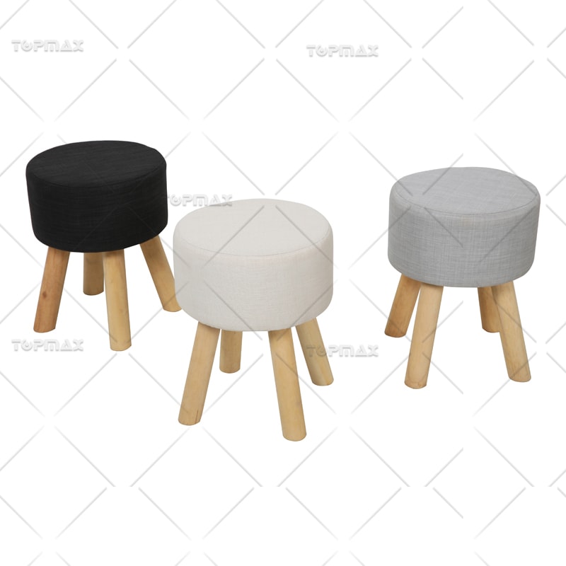 Fabric Wooden Ottoman Pouf Seating Bench Stylish Comfortable Sitting 72177-B