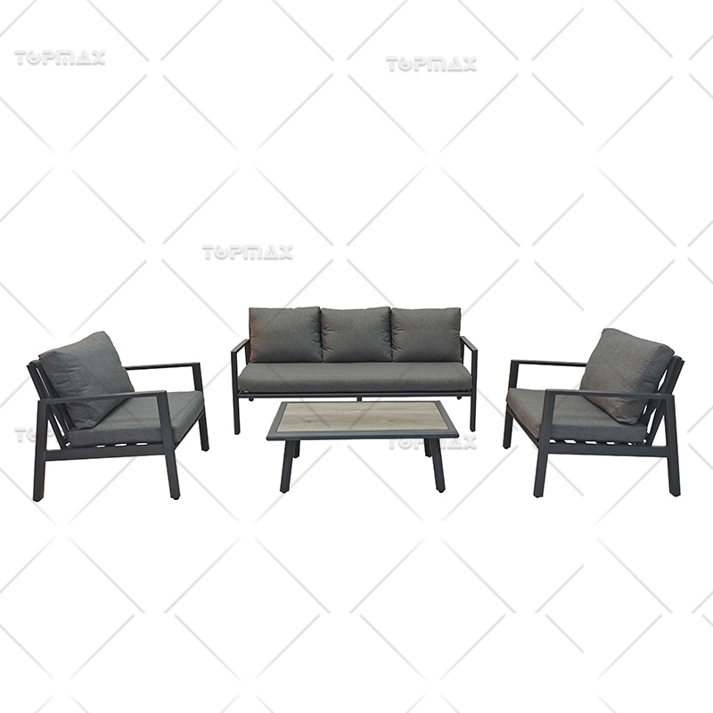 5 Seater Garden Sofa Set Aluminum Black Aluminum Outdoor Sofa Olefin Rope 54032C-SET4