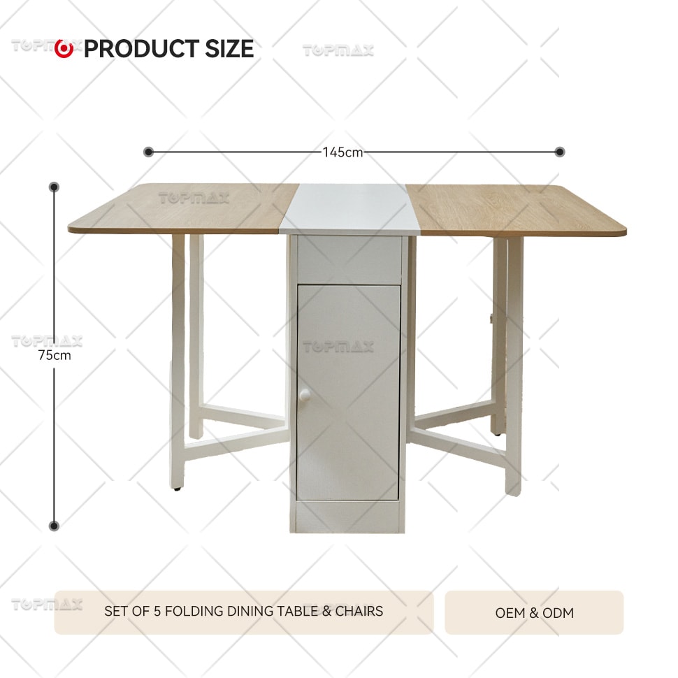 Rustic Dining Set Storage Wood Folding Dining Table And Chairs MDF Nordic SD20015-SET5