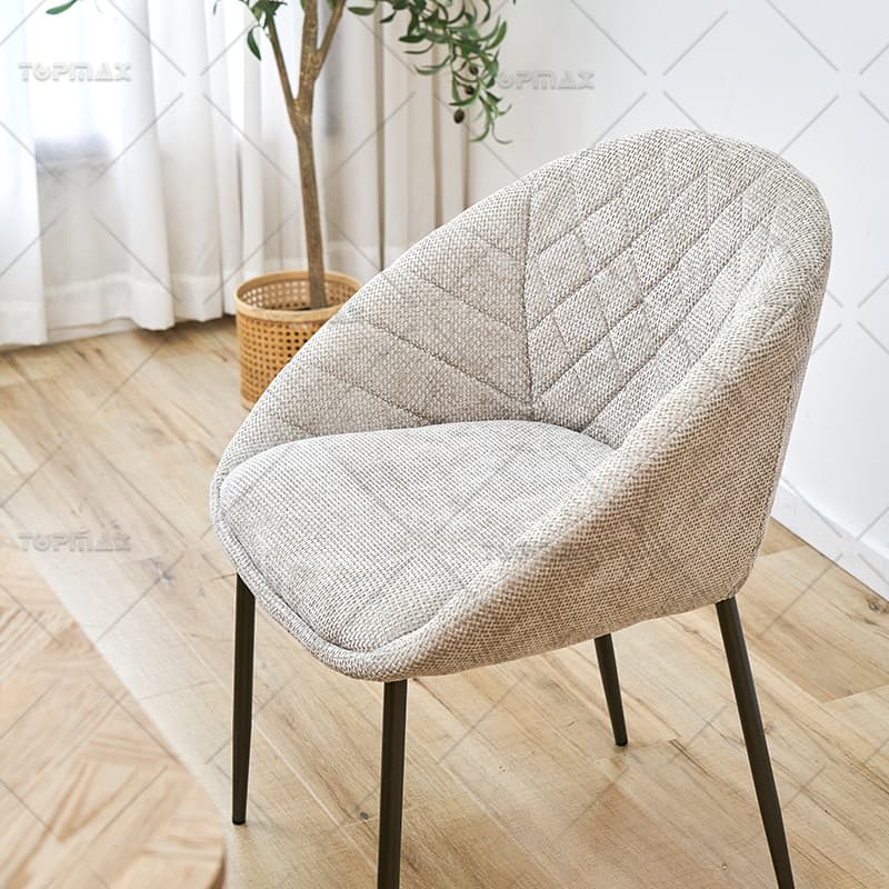 White Modern Dining Chairs PVC Metal Cream Upholstered Dining Chairs 80445A