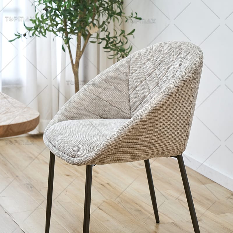 White Modern Dining Chairs PVC Metal Cream Upholstered Dining Chairs 80445A