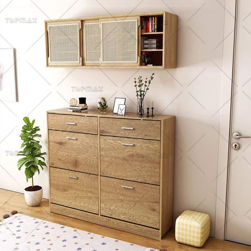 Shoe Cabinet PB Board Shoe Storage Cabinet with 2 Drawers 20940J-B