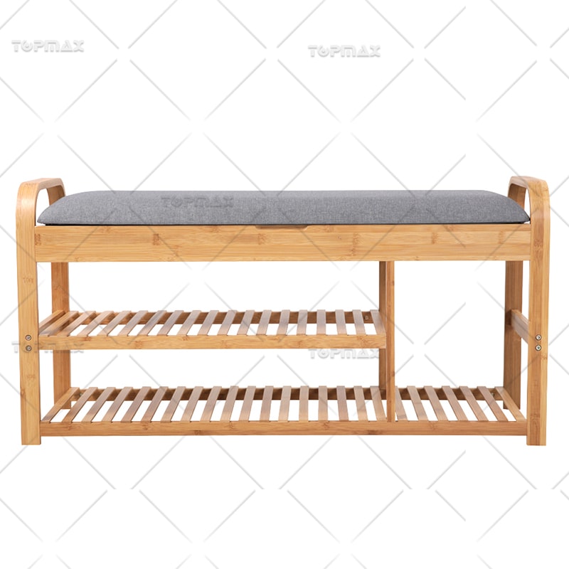 Modern Shoe Bench Bamboo Shoe Cabinet Bench with Flip-up Cushion 31301C-100