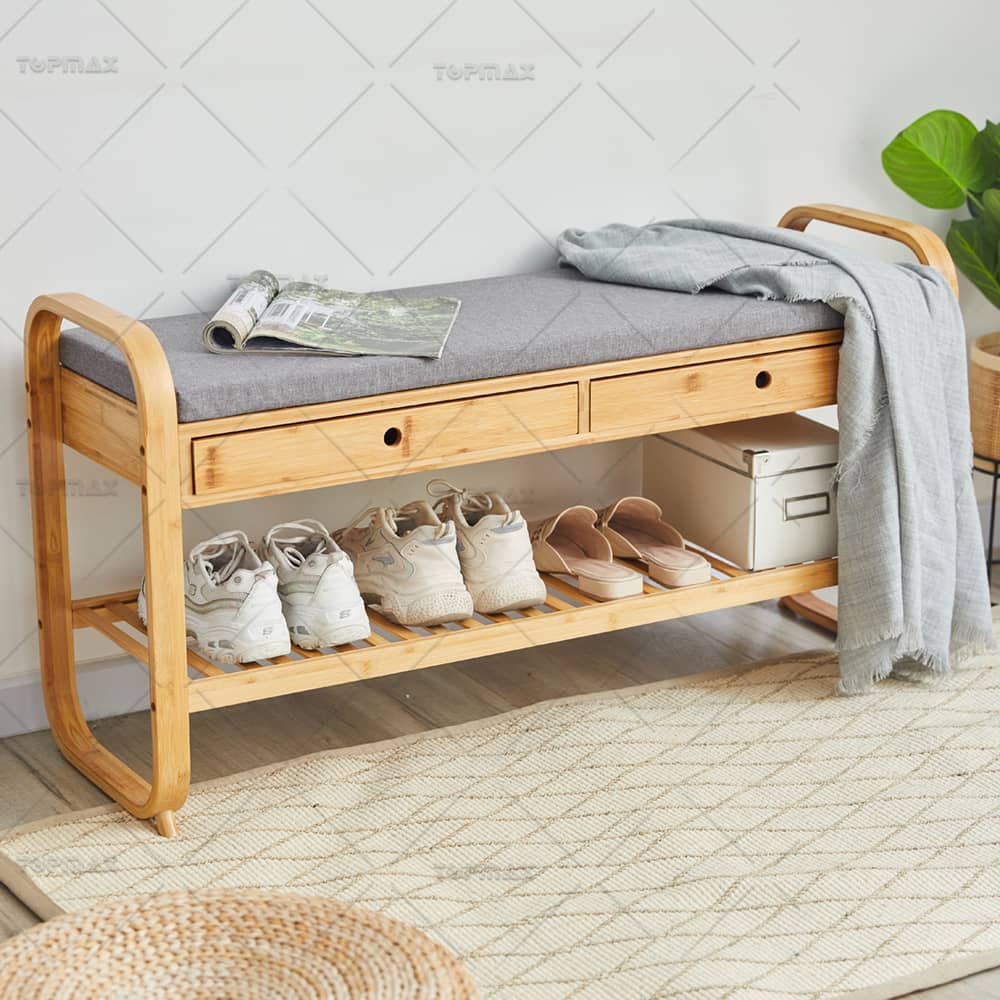 Shoe Storage Cabinet Bench Bamboo Hidden Space Shoe Storage With Seat 31301A-105