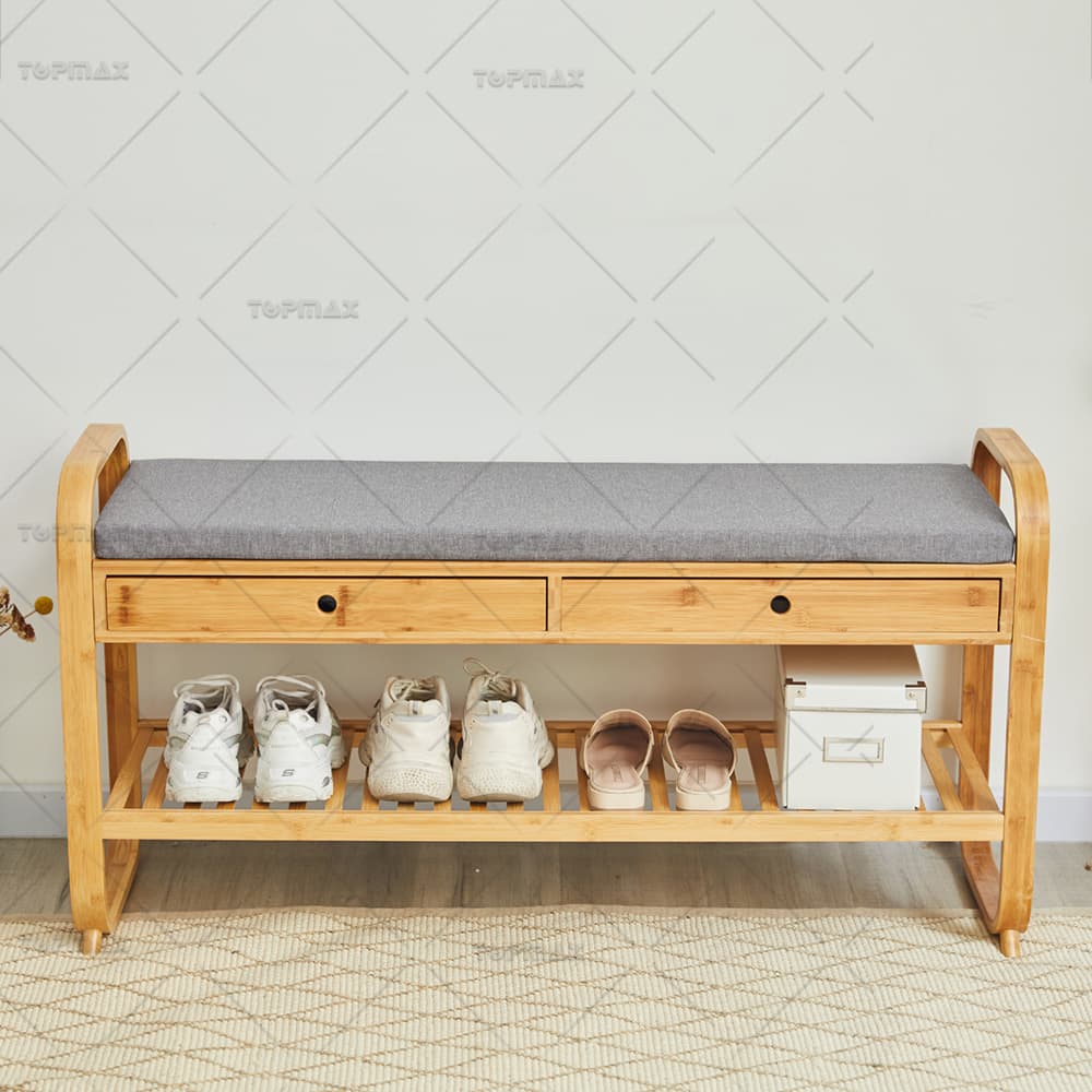 Shoe Storage Cabinet Bench Bamboo Hidden Space Shoe Storage With Seat 31301A-105