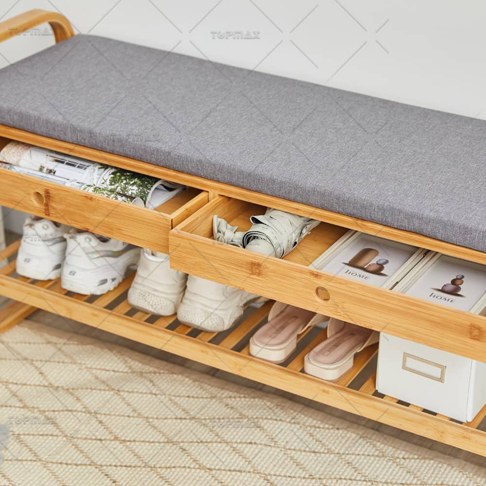 Shoe Storage Cabinet Bench Bamboo Hidden Space Shoe Storage With Seat 31301A-105