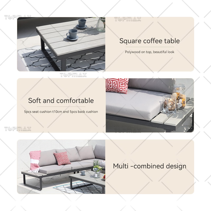 Corner Garden Set Steel Garden Furniture Corner Sofa Multi Combined Design 24381-SET4