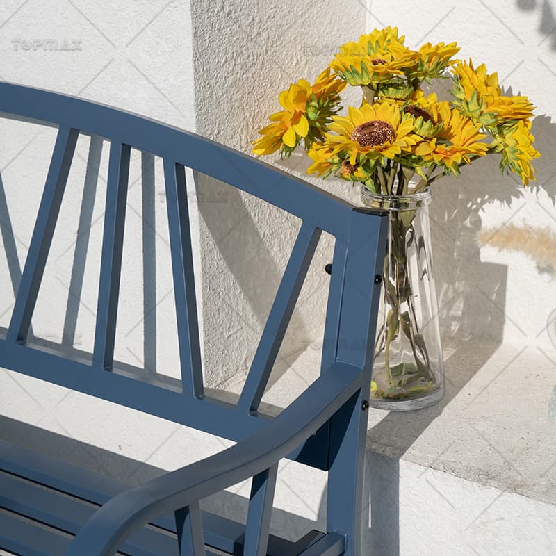 Modern Outdoor Bench Powder Coated Patio Steel Bench Sturdy 21211ST-S
