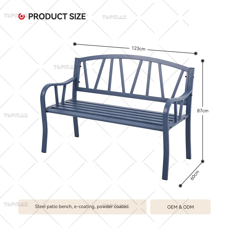 Modern Outdoor Bench Powder Coated Patio Steel Bench Sturdy 21211ST-S