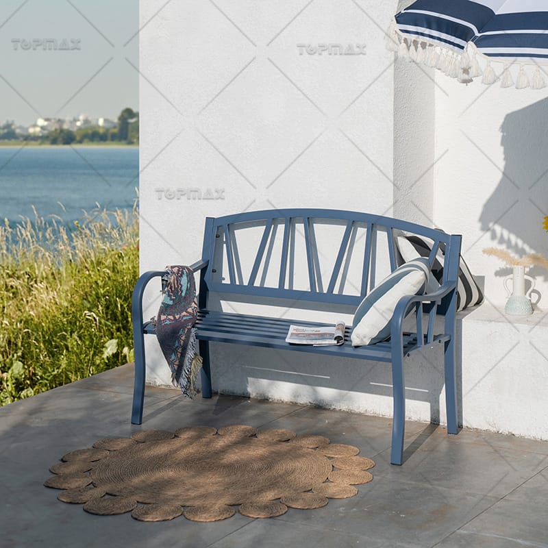 Modern Outdoor Bench Powder Coated Patio Steel Bench Sturdy 21211ST-S