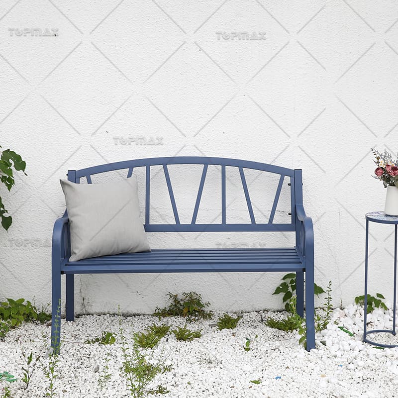 Modern Outdoor Bench Powder Coated Patio Steel Bench Sturdy 21211ST-S