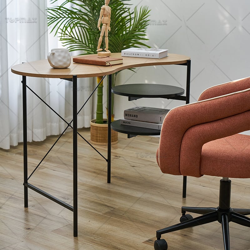 Contemporary Computer Desk  Compact Computer Table Two-Tier Shelves 27793
