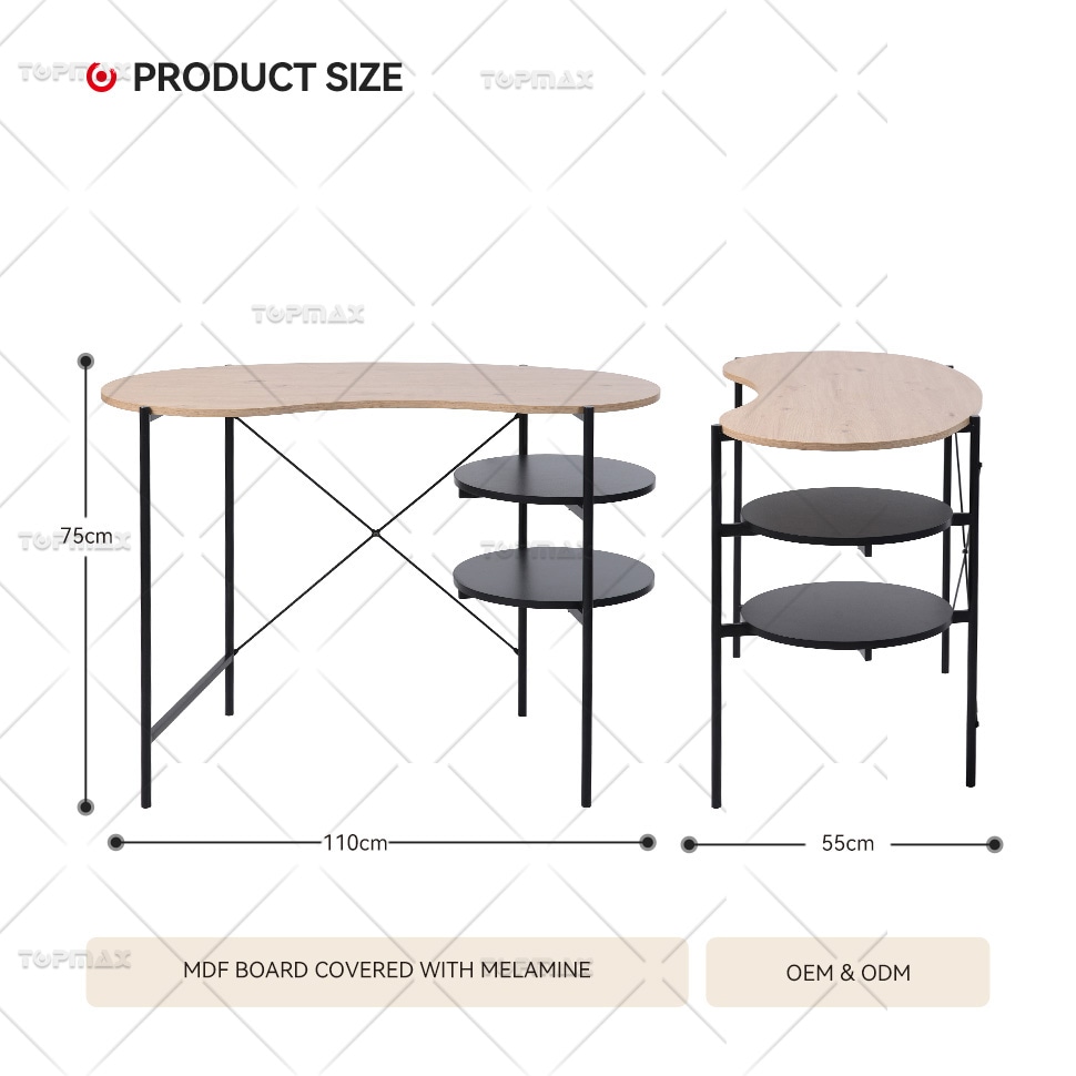 Contemporary Computer Desk  Compact Computer Table Two-Tier Shelves 27793