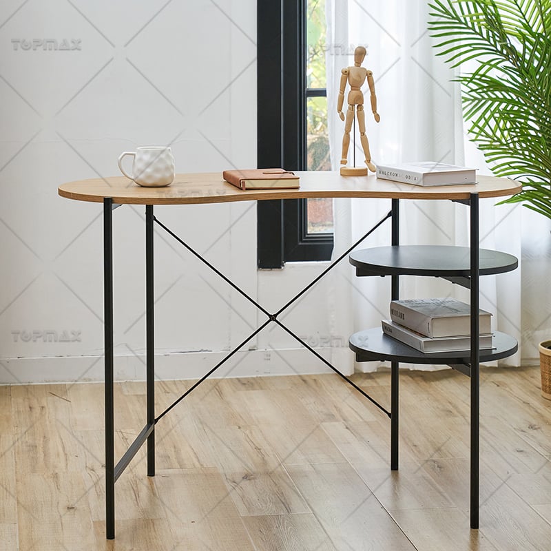 Contemporary Computer Desk Compact Computer Table Two-Tier Shelves 27793